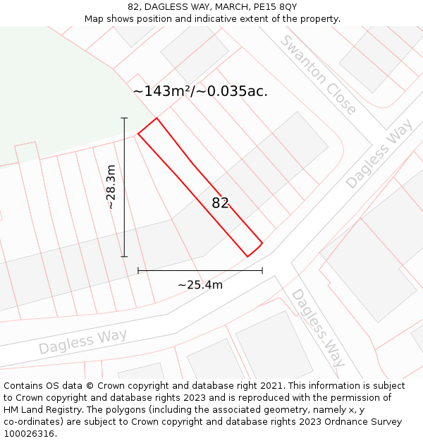 82, DAGLESS WAY, MARCH, PE15 8QY: Plot and title map