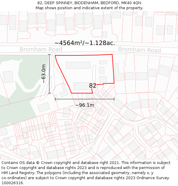 82, DEEP SPINNEY, BIDDENHAM, BEDFORD, MK40 4QN: Plot and title map