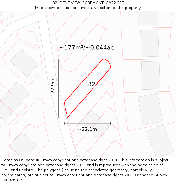 82, DENT VIEW, EGREMONT, CA22 2ET: Plot and title map