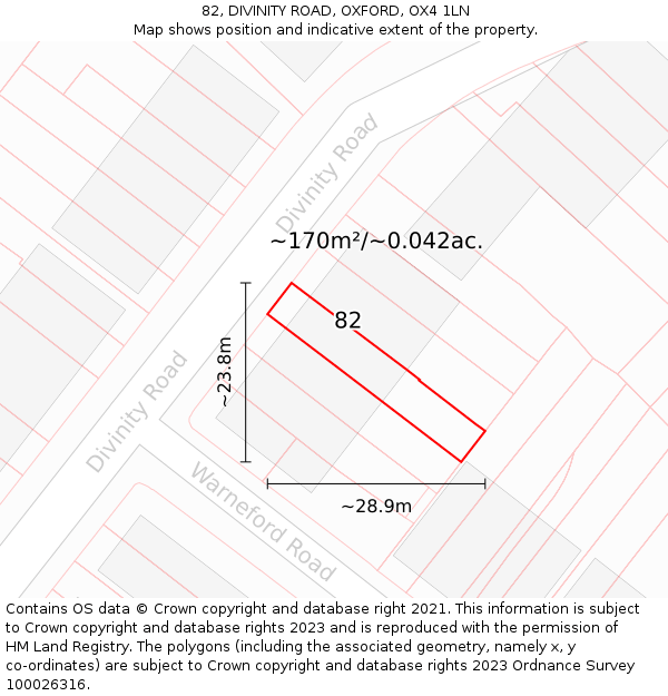 82, DIVINITY ROAD, OXFORD, OX4 1LN: Plot and title map