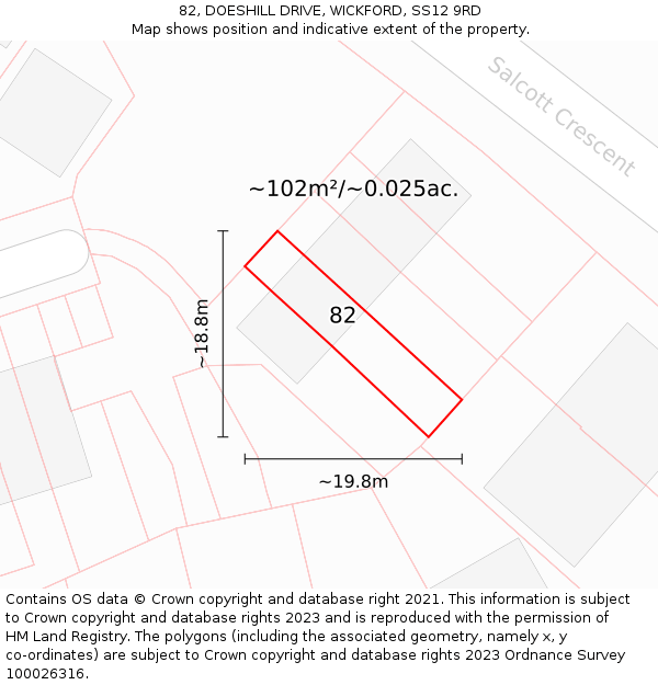 82, DOESHILL DRIVE, WICKFORD, SS12 9RD: Plot and title map