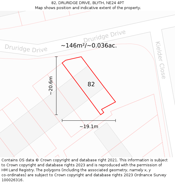 82, DRURIDGE DRIVE, BLYTH, NE24 4PT: Plot and title map