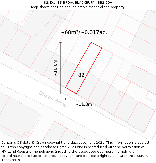 82, DUKES BROW, BLACKBURN, BB2 6DH: Plot and title map