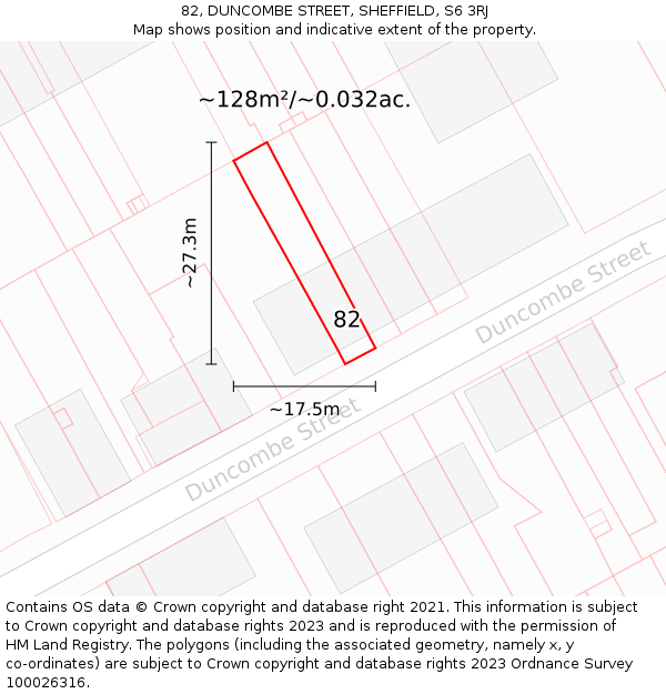82, DUNCOMBE STREET, SHEFFIELD, S6 3RJ: Plot and title map