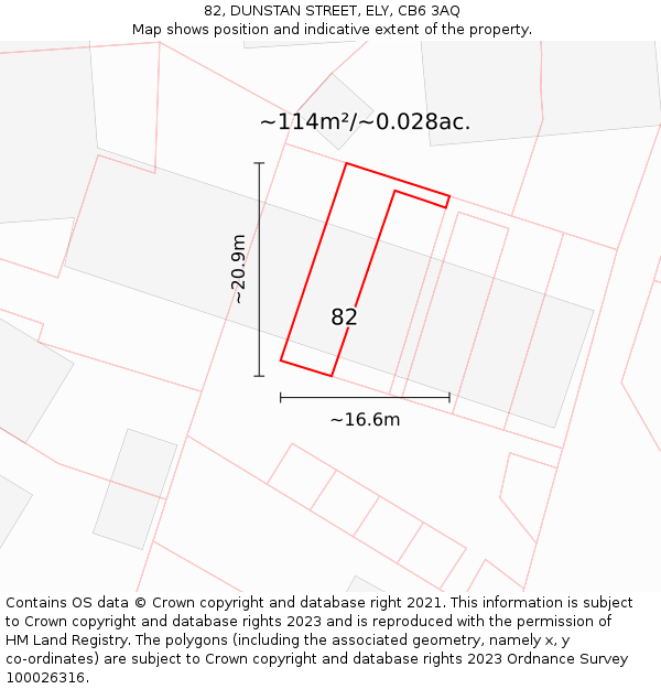 82, DUNSTAN STREET, ELY, CB6 3AQ: Plot and title map