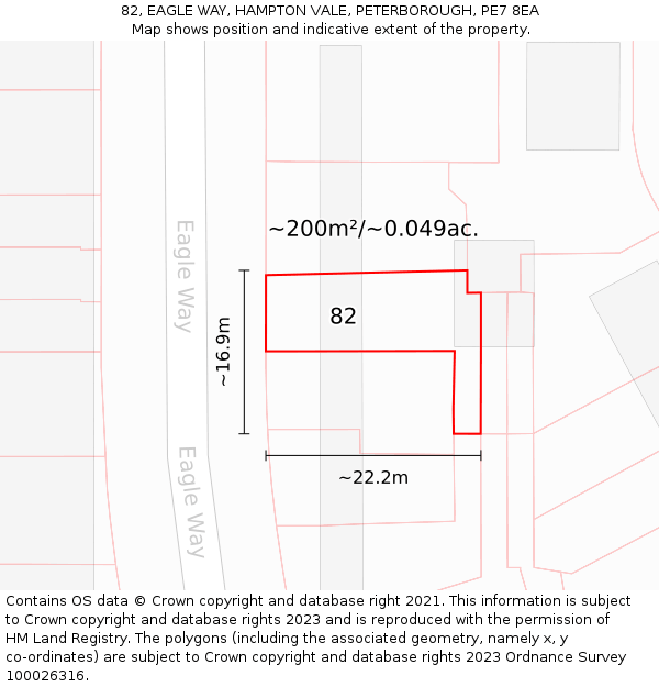 82, EAGLE WAY, HAMPTON VALE, PETERBOROUGH, PE7 8EA: Plot and title map
