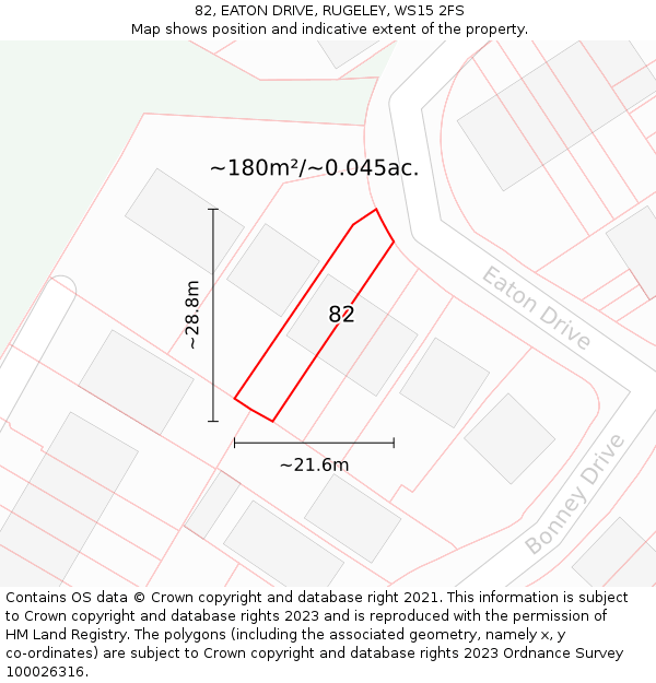82, EATON DRIVE, RUGELEY, WS15 2FS: Plot and title map