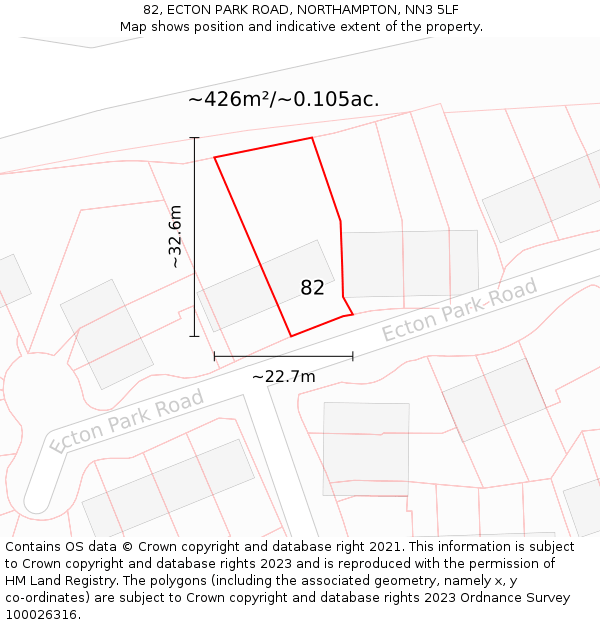 82, ECTON PARK ROAD, NORTHAMPTON, NN3 5LF: Plot and title map