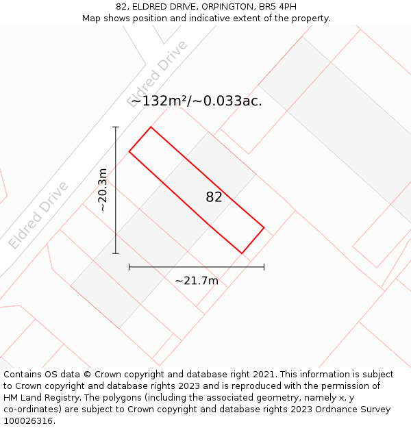 82, ELDRED DRIVE, ORPINGTON, BR5 4PH: Plot and title map