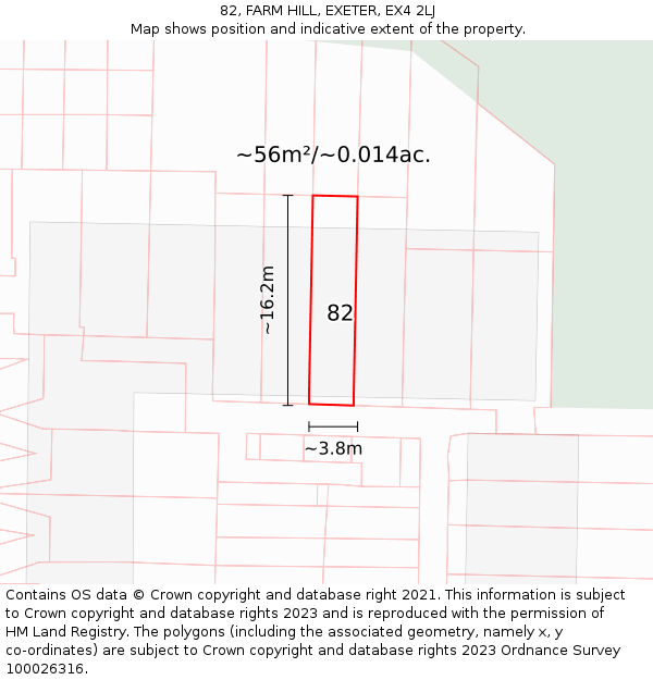 82, FARM HILL, EXETER, EX4 2LJ: Plot and title map