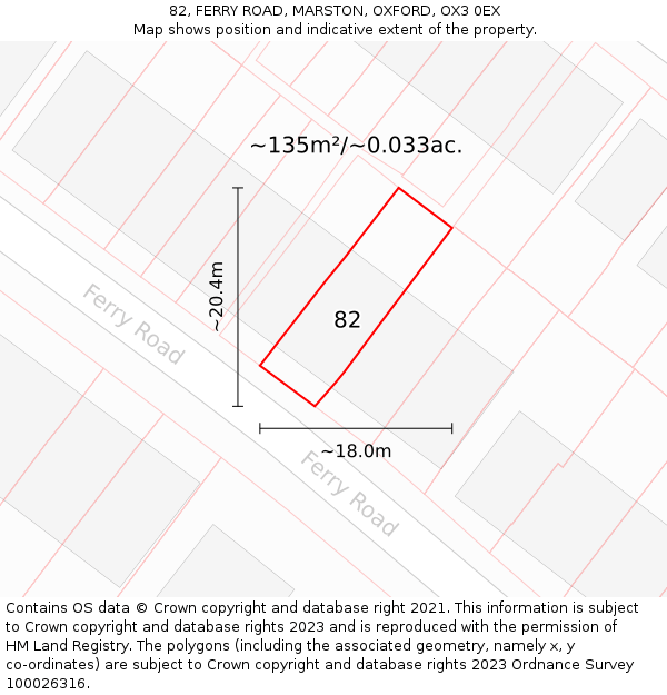 82, FERRY ROAD, MARSTON, OXFORD, OX3 0EX: Plot and title map