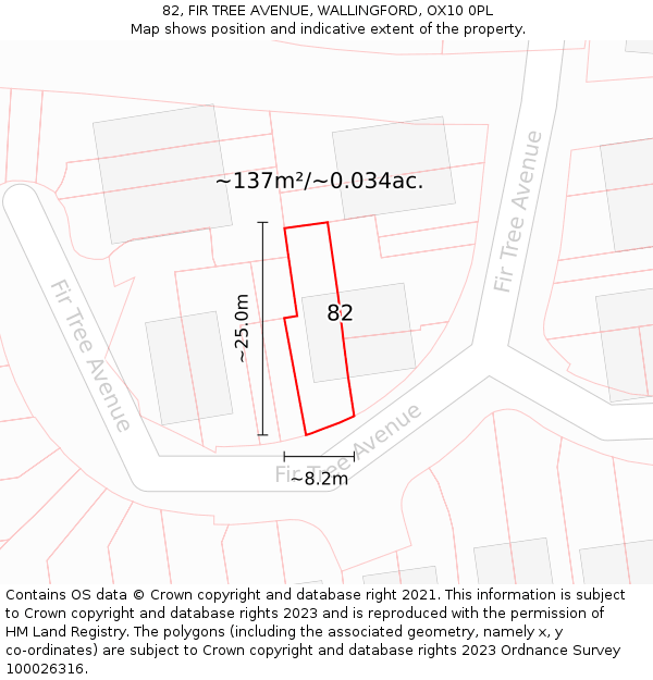 82, FIR TREE AVENUE, WALLINGFORD, OX10 0PL: Plot and title map