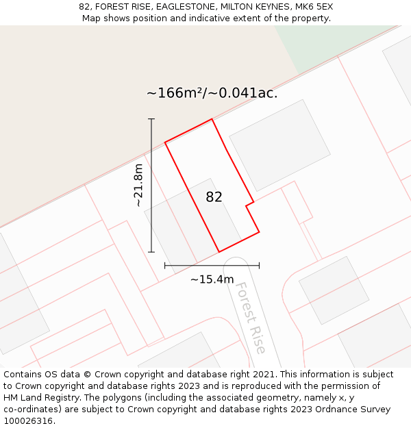 82, FOREST RISE, EAGLESTONE, MILTON KEYNES, MK6 5EX: Plot and title map