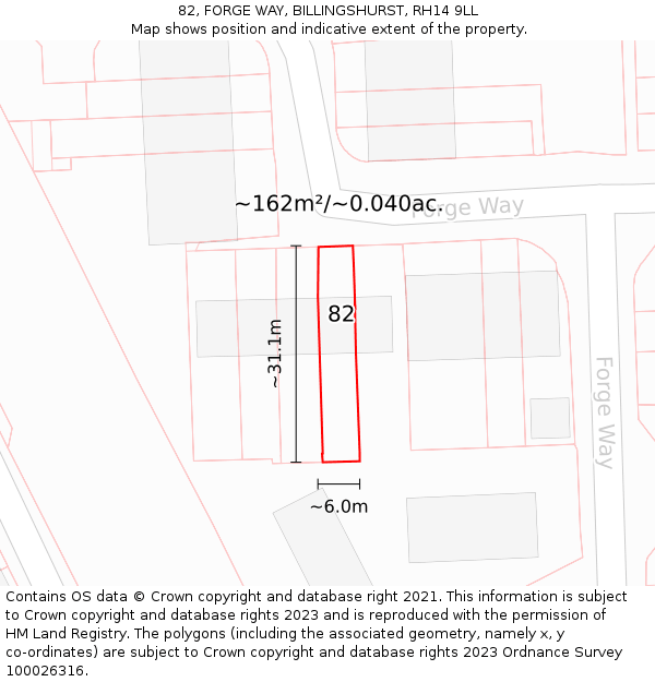 82, FORGE WAY, BILLINGSHURST, RH14 9LL: Plot and title map