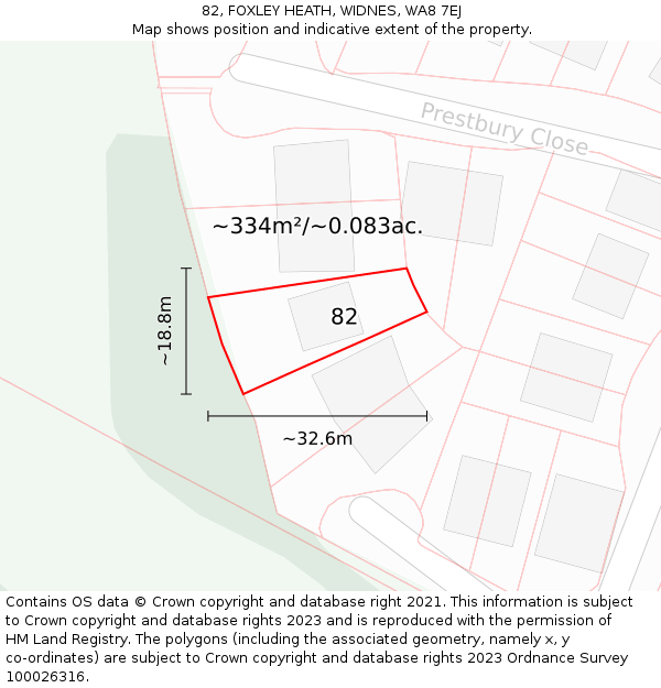 82, FOXLEY HEATH, WIDNES, WA8 7EJ: Plot and title map