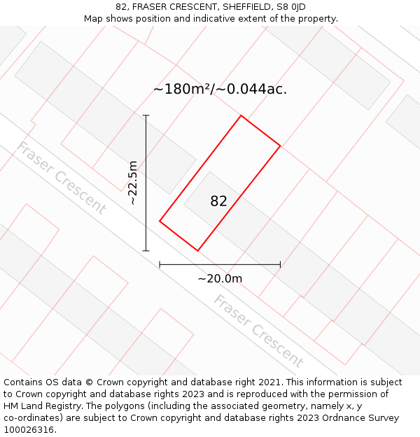 82, FRASER CRESCENT, SHEFFIELD, S8 0JD: Plot and title map