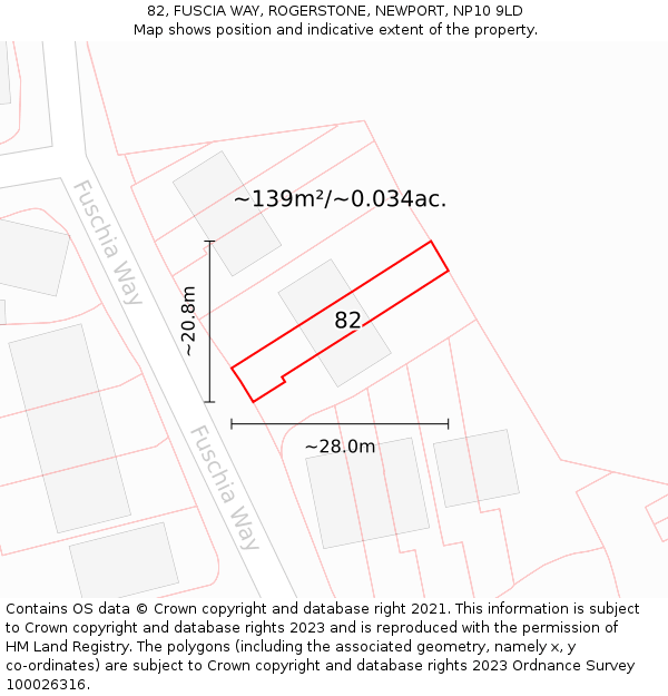 82, FUSCIA WAY, ROGERSTONE, NEWPORT, NP10 9LD: Plot and title map