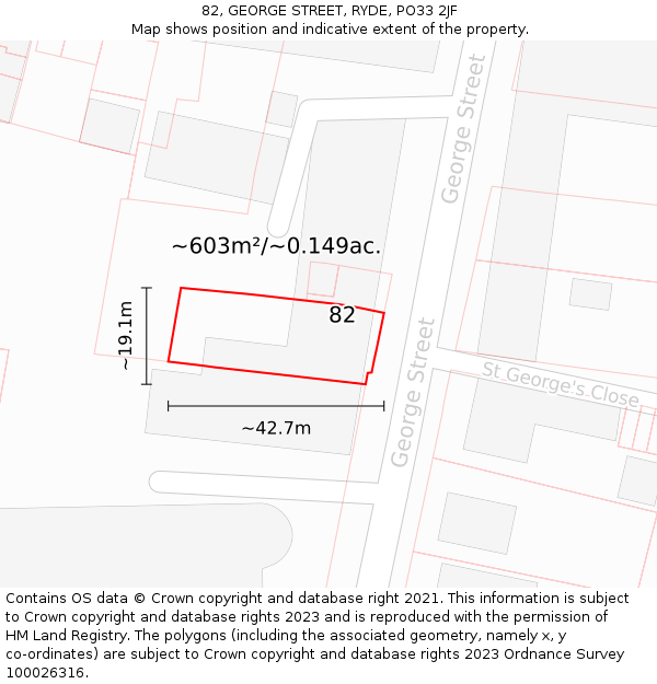 82, GEORGE STREET, RYDE, PO33 2JF: Plot and title map