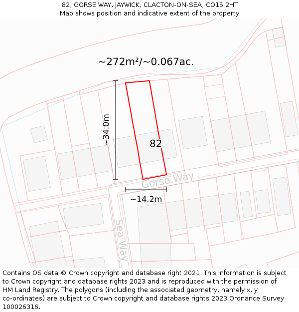 82, GORSE WAY, JAYWICK, CLACTON-ON-SEA, CO15 2HT: Plot and title map