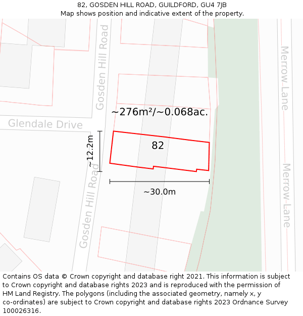 82, GOSDEN HILL ROAD, GUILDFORD, GU4 7JB: Plot and title map