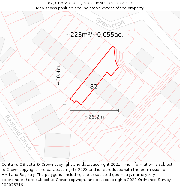 82, GRASSCROFT, NORTHAMPTON, NN2 8TR: Plot and title map
