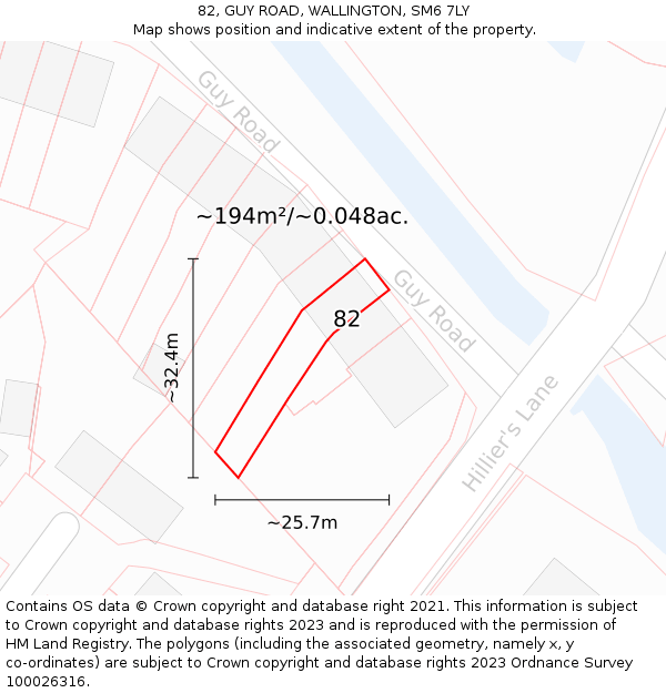82, GUY ROAD, WALLINGTON, SM6 7LY: Plot and title map