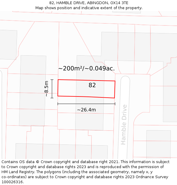 82, HAMBLE DRIVE, ABINGDON, OX14 3TE: Plot and title map