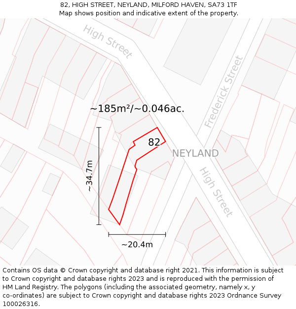 82, HIGH STREET, NEYLAND, MILFORD HAVEN, SA73 1TF: Plot and title map