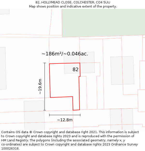 82, HOLLYMEAD CLOSE, COLCHESTER, CO4 5UU: Plot and title map