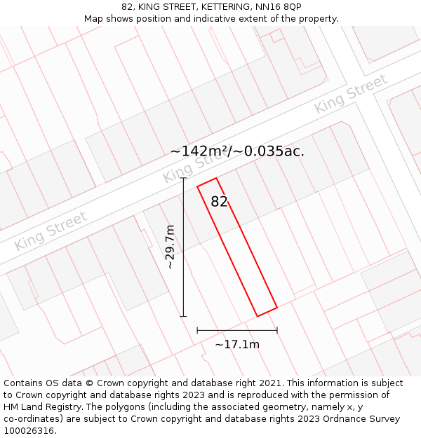 82, KING STREET, KETTERING, NN16 8QP: Plot and title map