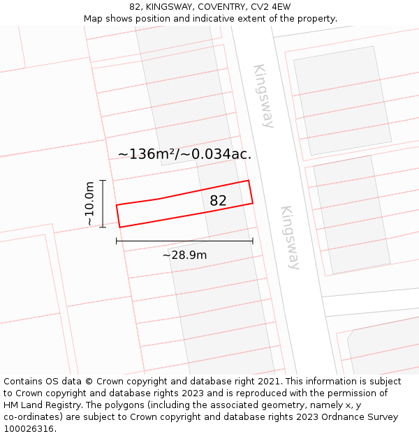 82, KINGSWAY, COVENTRY, CV2 4EW: Plot and title map
