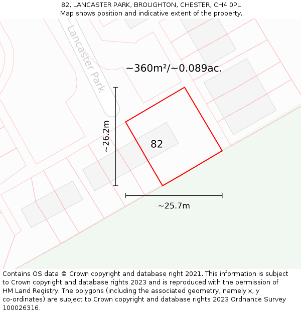 82, LANCASTER PARK, BROUGHTON, CHESTER, CH4 0PL: Plot and title map