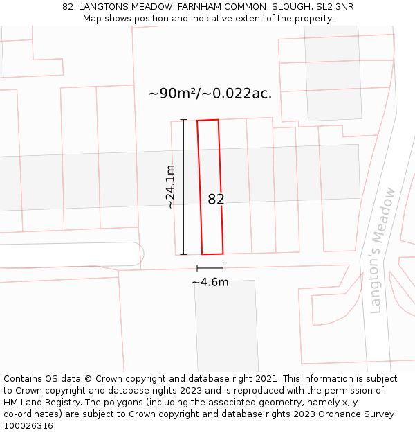 82, LANGTONS MEADOW, FARNHAM COMMON, SLOUGH, SL2 3NR: Plot and title map