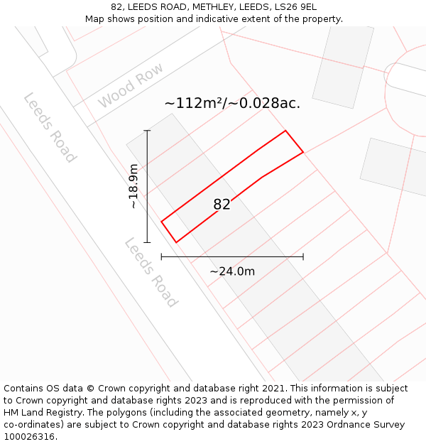 82, LEEDS ROAD, METHLEY, LEEDS, LS26 9EL: Plot and title map
