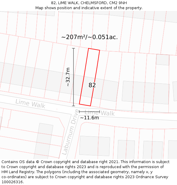 82, LIME WALK, CHELMSFORD, CM2 9NH: Plot and title map