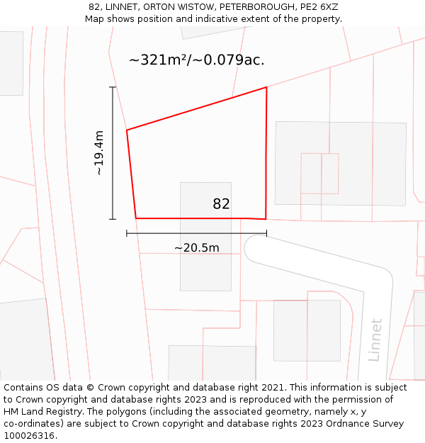 82, LINNET, ORTON WISTOW, PETERBOROUGH, PE2 6XZ: Plot and title map