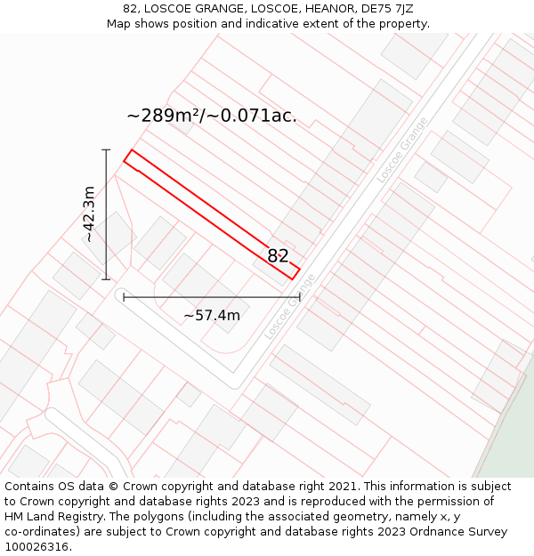 82, LOSCOE GRANGE, LOSCOE, HEANOR, DE75 7JZ: Plot and title map