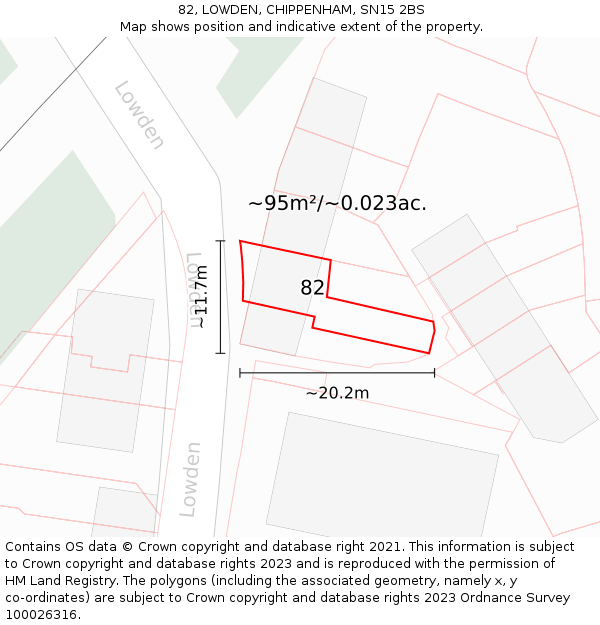 82, LOWDEN, CHIPPENHAM, SN15 2BS: Plot and title map