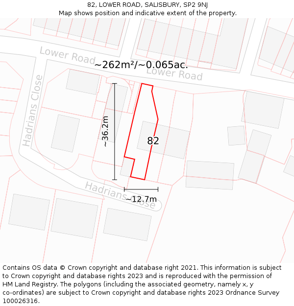 82, LOWER ROAD, SALISBURY, SP2 9NJ: Plot and title map