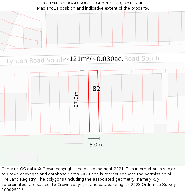 82, LYNTON ROAD SOUTH, GRAVESEND, DA11 7NE: Plot and title map