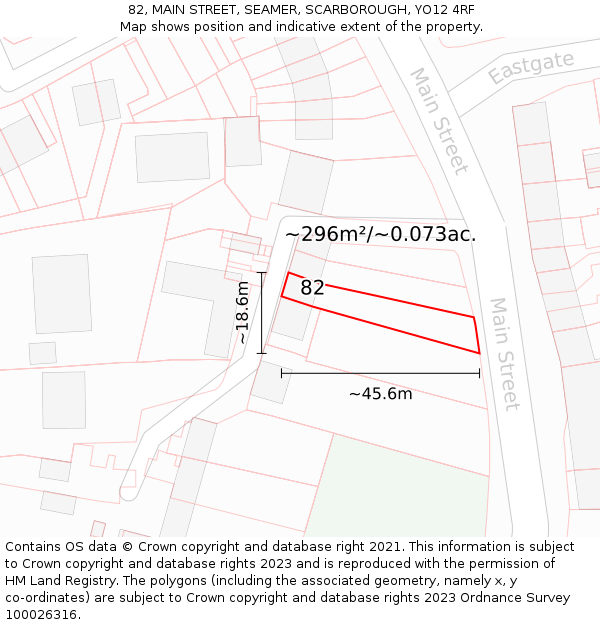 82, MAIN STREET, SEAMER, SCARBOROUGH, YO12 4RF: Plot and title map