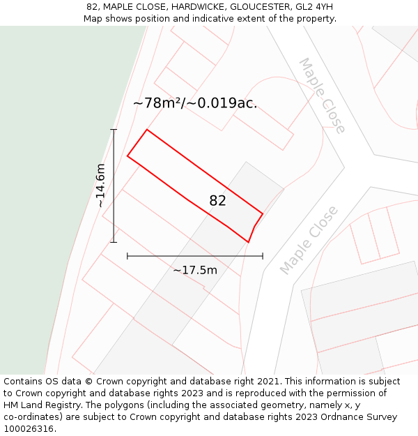 82, MAPLE CLOSE, HARDWICKE, GLOUCESTER, GL2 4YH: Plot and title map