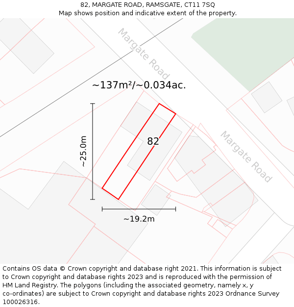 82, MARGATE ROAD, RAMSGATE, CT11 7SQ: Plot and title map