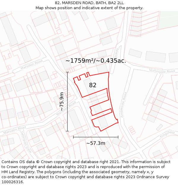 82, MARSDEN ROAD, BATH, BA2 2LL: Plot and title map