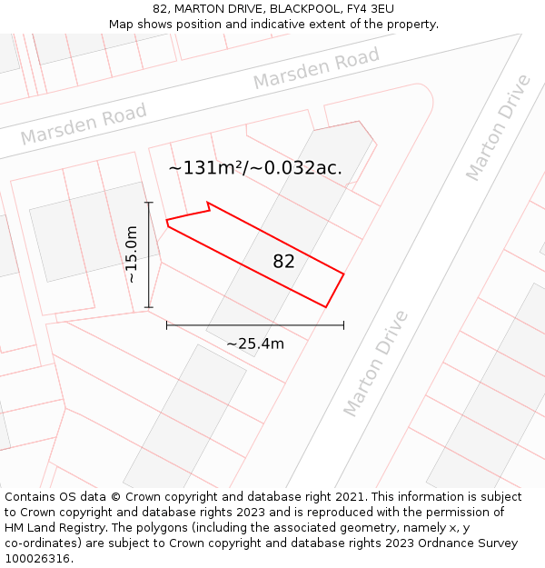 82, MARTON DRIVE, BLACKPOOL, FY4 3EU: Plot and title map