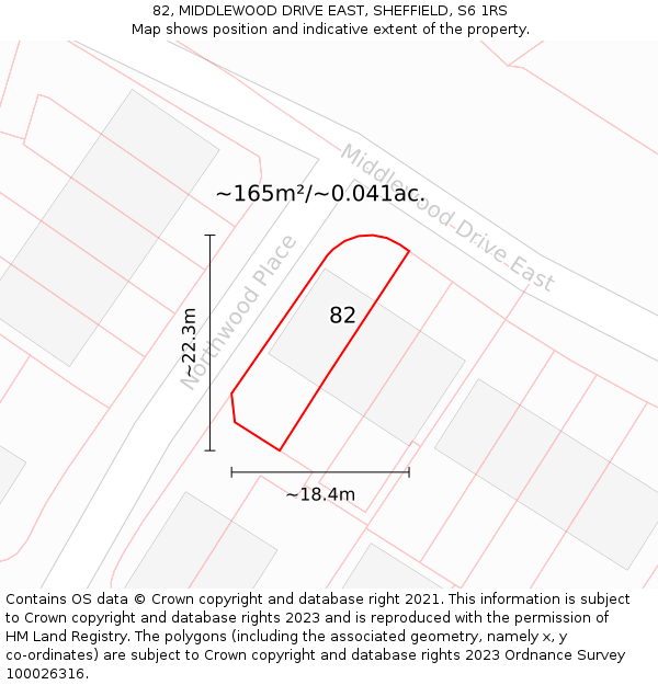 82, MIDDLEWOOD DRIVE EAST, SHEFFIELD, S6 1RS: Plot and title map