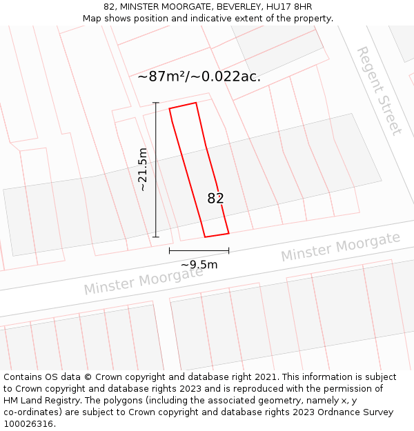 82, MINSTER MOORGATE, BEVERLEY, HU17 8HR: Plot and title map
