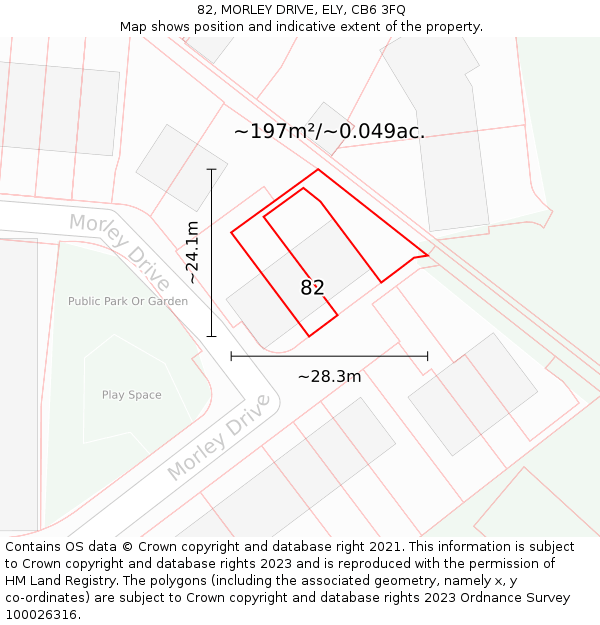 82, MORLEY DRIVE, ELY, CB6 3FQ: Plot and title map