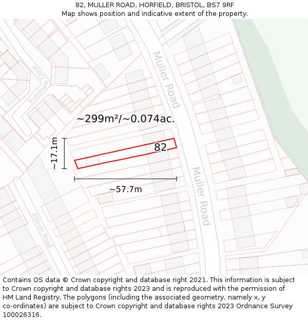 82, MULLER ROAD, HORFIELD, BRISTOL, BS7 9RF: Plot and title map