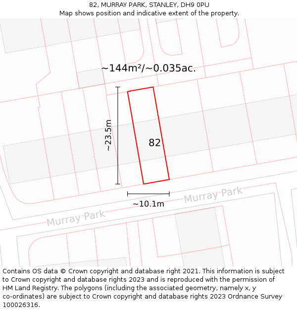 82, MURRAY PARK, STANLEY, DH9 0PU: Plot and title map